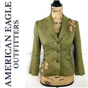 AEO Tweed Embroidered Blazer Jacket - XS